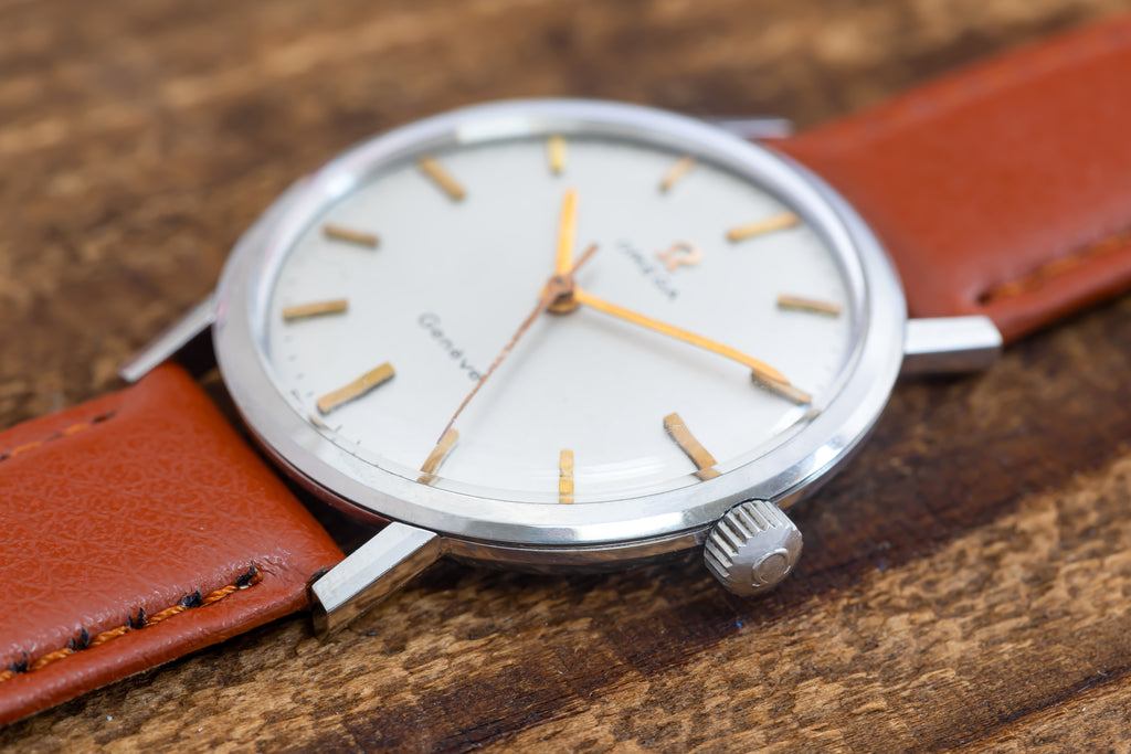 VINTAGE MANUAL WIND STAINLESS STEEL OMEGA GENEVE WATCH CAL.600 DATED 1964 IN EXCELLENT CONDITION