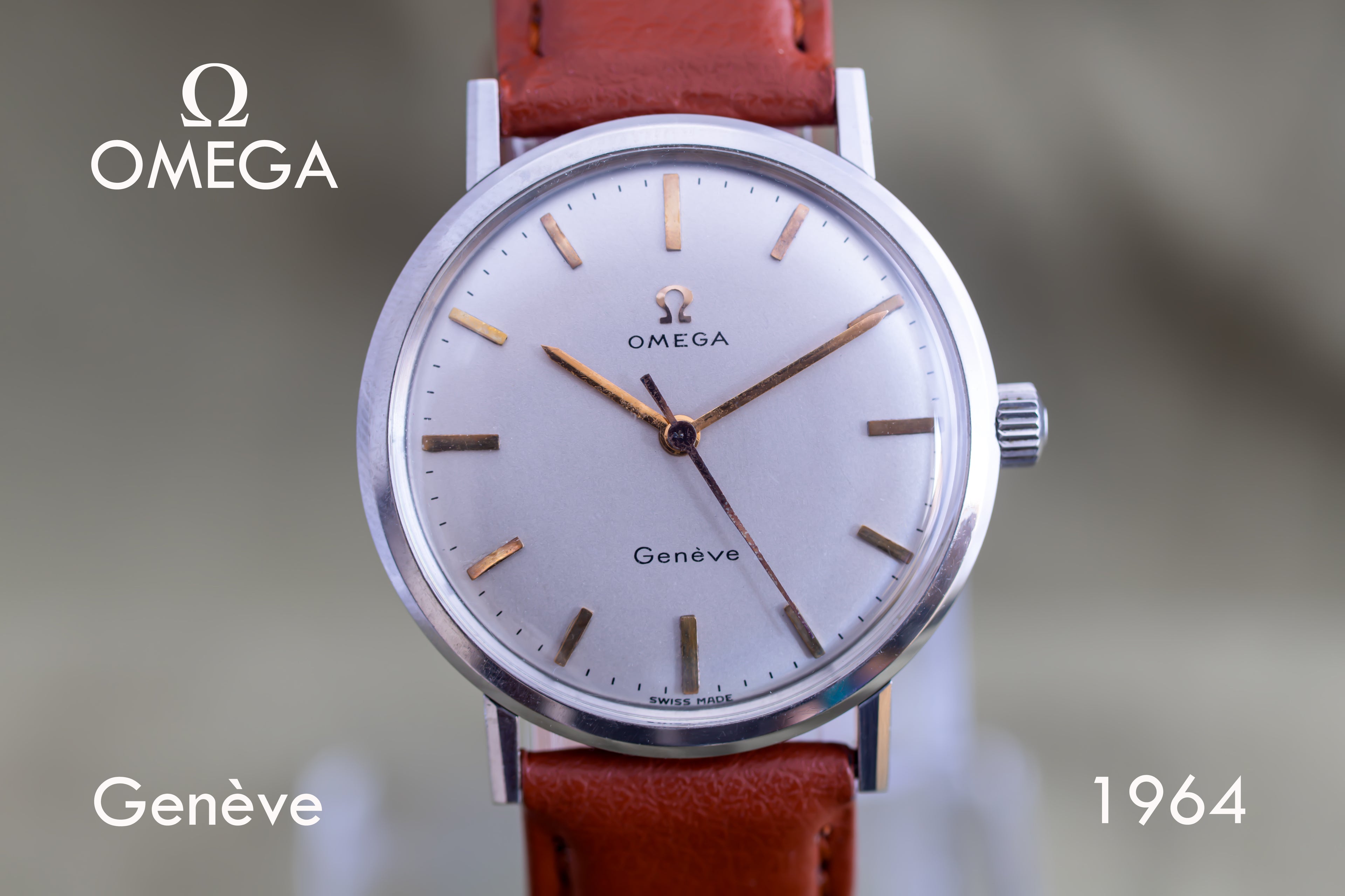 VINTAGE MANUAL WIND STAINLESS STEEL OMEGA GENEVE WATCH CAL.600 DATED 1964 IN EXCELLENT CONDITION