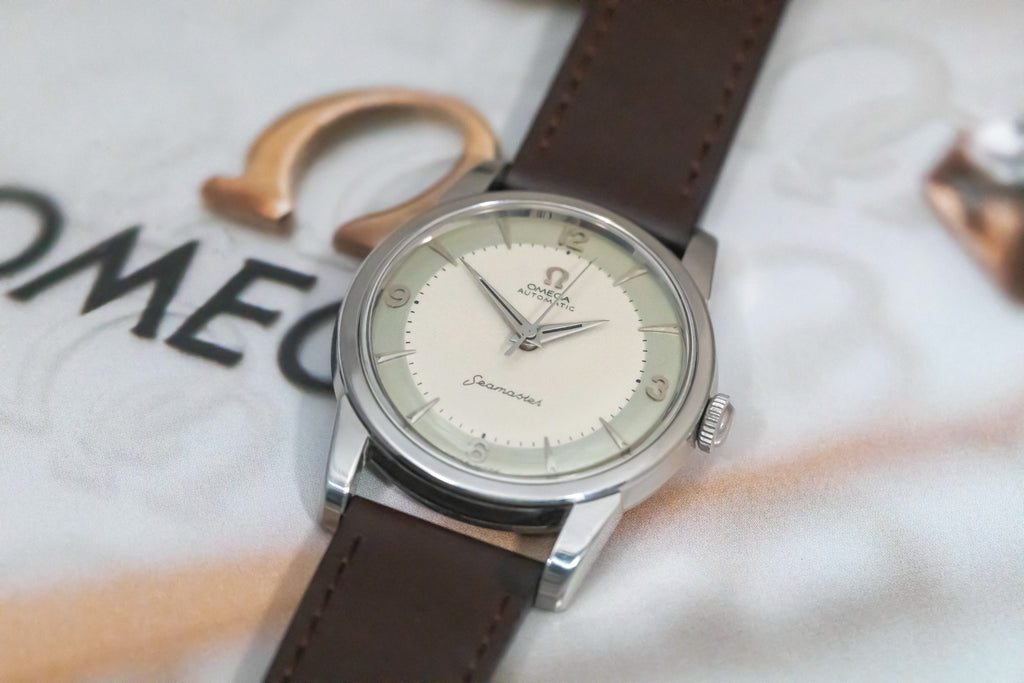 OMEGA SEAMASTER ARROWHEAD AUTO TWO-TONE 1955 WATCH - UNIQUE SERVICED CAL.501